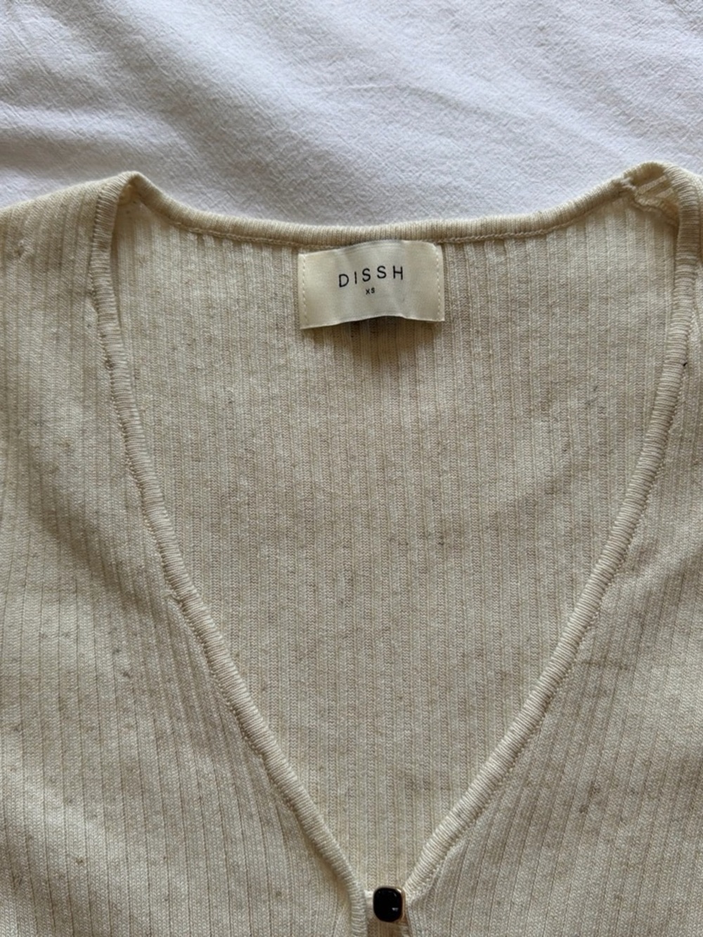 Dissh Cream Ribbed Button-Front Sweater - Picture 2 of 5